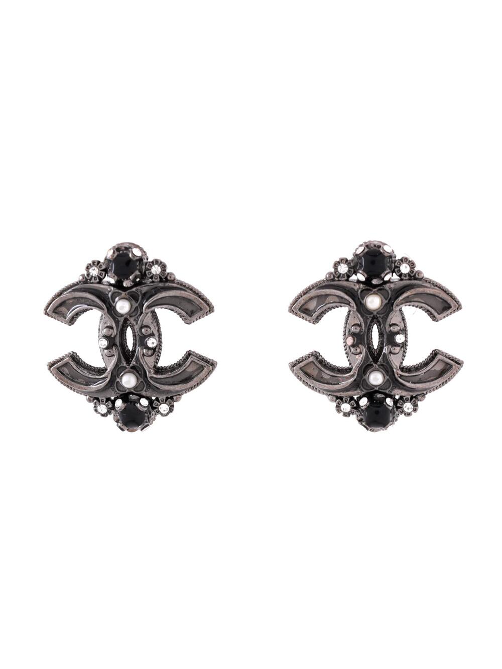 Chanel Cc Stud Earrings Metal With Faux #237542C90B